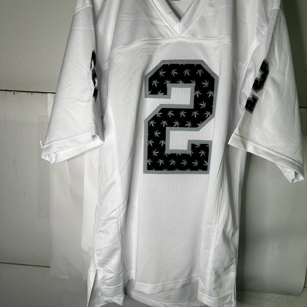 STARTER White Jersey with Black Leaf Pattern custom autographed by J. Russell